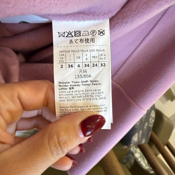 S’ Max Mara 100% Wool Coat Women’s Pink Belted USA 2/I 36 - Picture 8 of 10